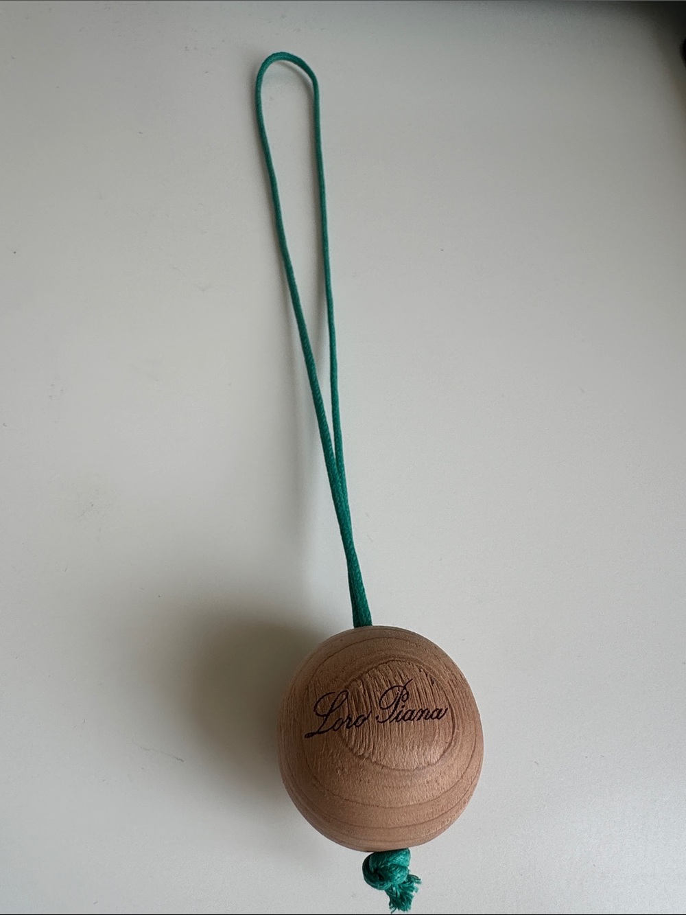Loro Piana Teal Cord with Natural Wood Ball Key/Accessory Holder
